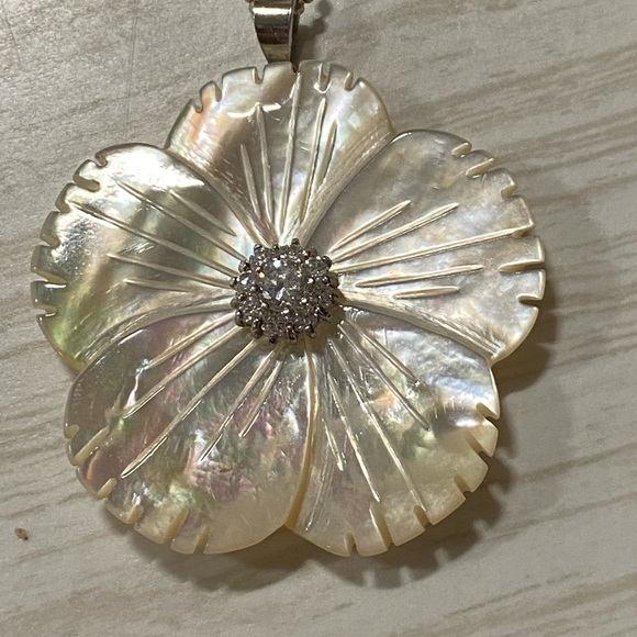 Sterling silver chain flower mother of pearl - Picture 2 of 4